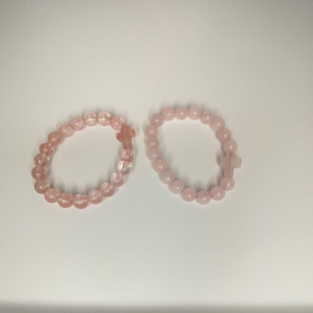 Set of 2 quartz Christian beaded bracelets